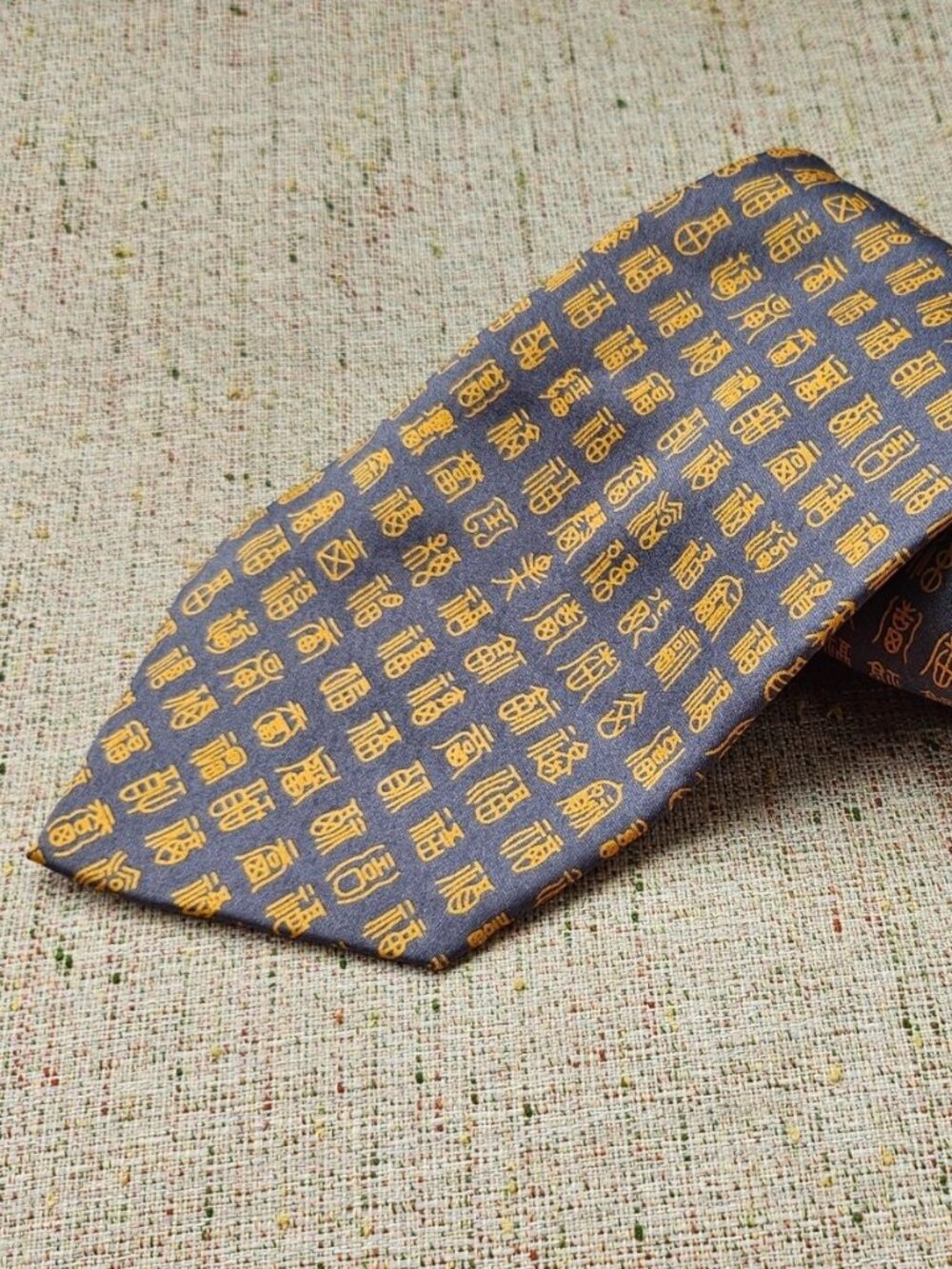 Vintage Gold City Men Tie Handmade Necktie Classic 100% Silk Gold/Gray Ties